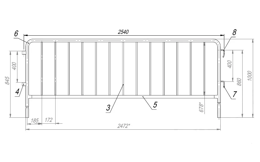 Переносное ограждение Фан-барьер серии FanClassic (Фан Классик), 2500х1000 мм, D38/16, цинк в Екатеринбурге по выгодной цене в компании Альфа Ограждения