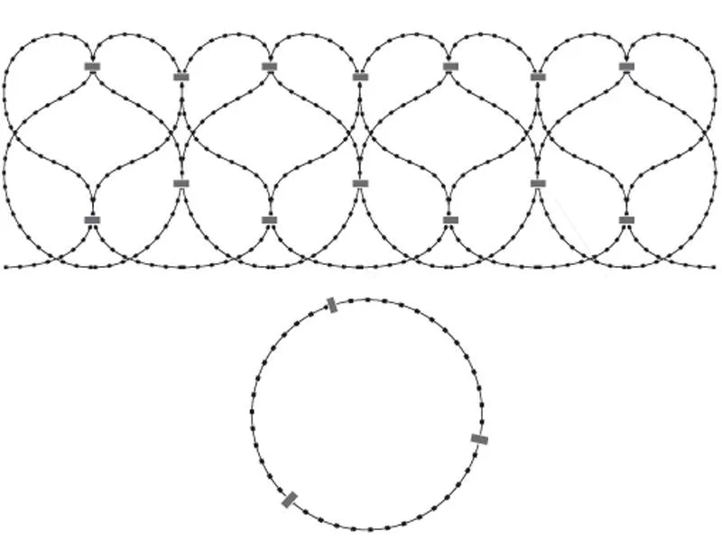 Спиральный барьер безопасности из армированной колючей ленты:бухта 500мм витков в п.м. 6,2 клепок- 5 ГОСТ 3282-74 (10м)(индивидуальная упаковка)